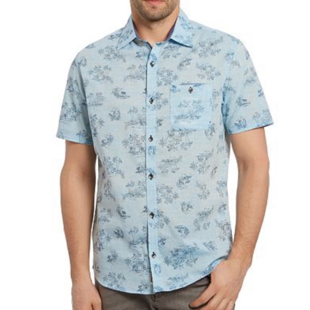 Brownell Cotton Tropical-Print Slim Fit Button-Down